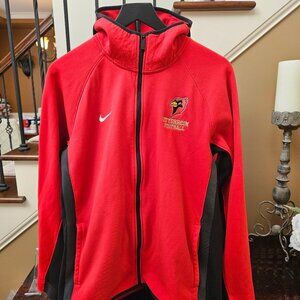 Nike Men's Therma-Fit Full Zip Branded Hoodie, Red/Black, Sz Large